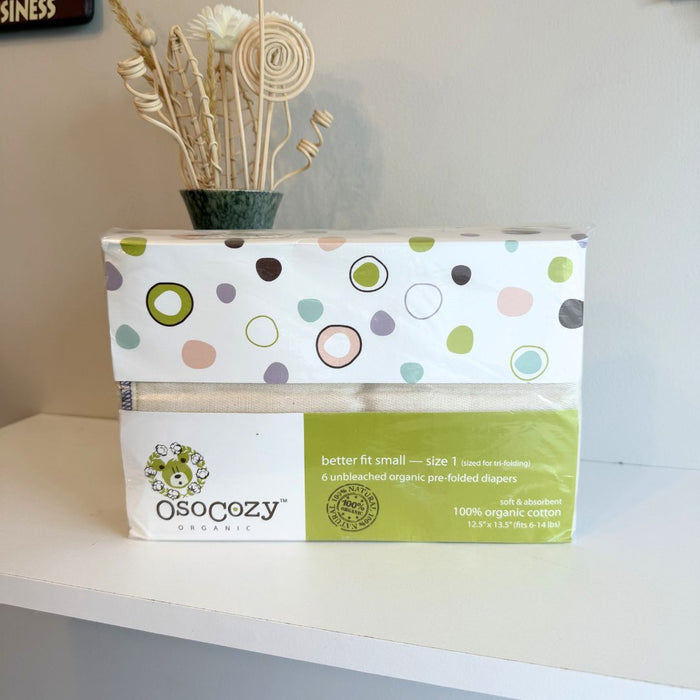 OsoCozy Organic Cotton Prefold Cloth Diapers - 6 Pack