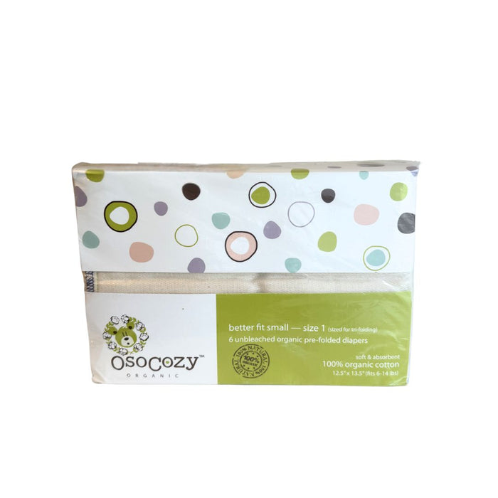OsoCozy Organic Cotton Prefold Cloth Diapers - 6 Pack