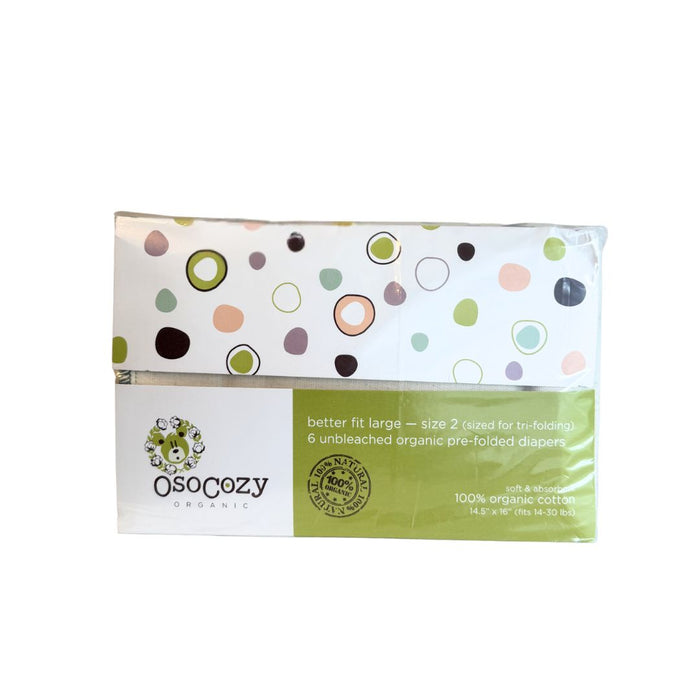 OsoCozy Organic Cotton Prefold Cloth Diapers - 6 Pack