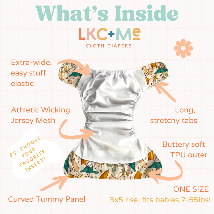 LKC + Me One Size Pocket Diaper With AWJ (7-55lbs)