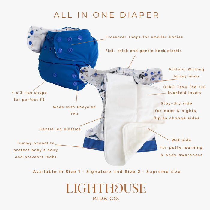 Lighthouse Kids Co. - Supreme Size 2 AIO Diapers (15-50lbs)