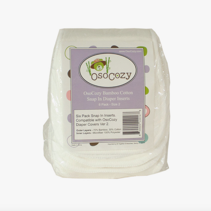 OsoCozy Bamboo Cotton Snap-in Diaper Inserts (6 Pack)
