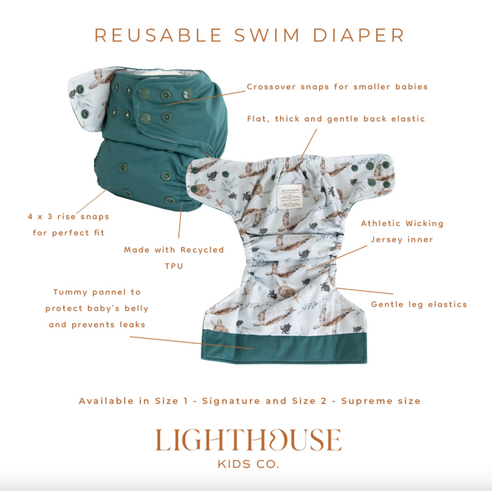 Lighthouse Kids Co. - Signature Size 1 Swim Diaper/Cover (6-32lbs)