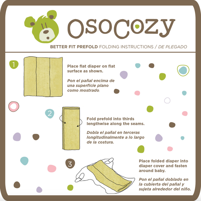 OsoCozy Organic Cotton Prefold Cloth Diapers - 6 Pack