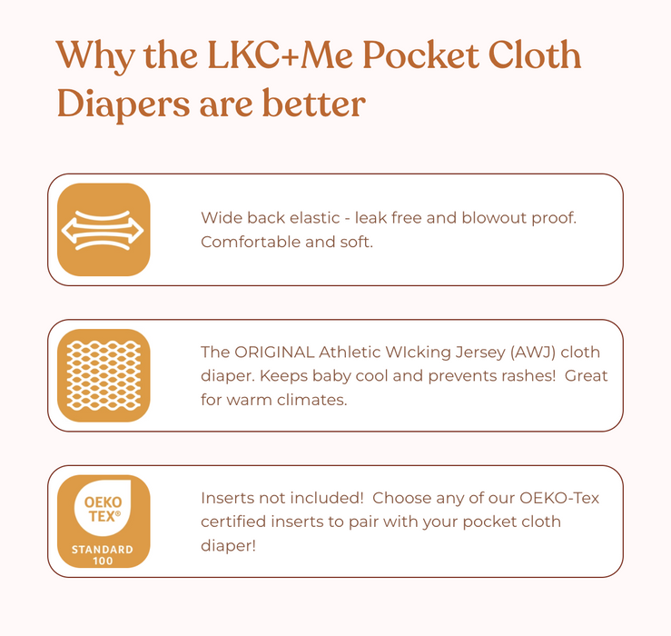 LKC + Me One Size Pocket Diaper With AWJ (7-55lbs)