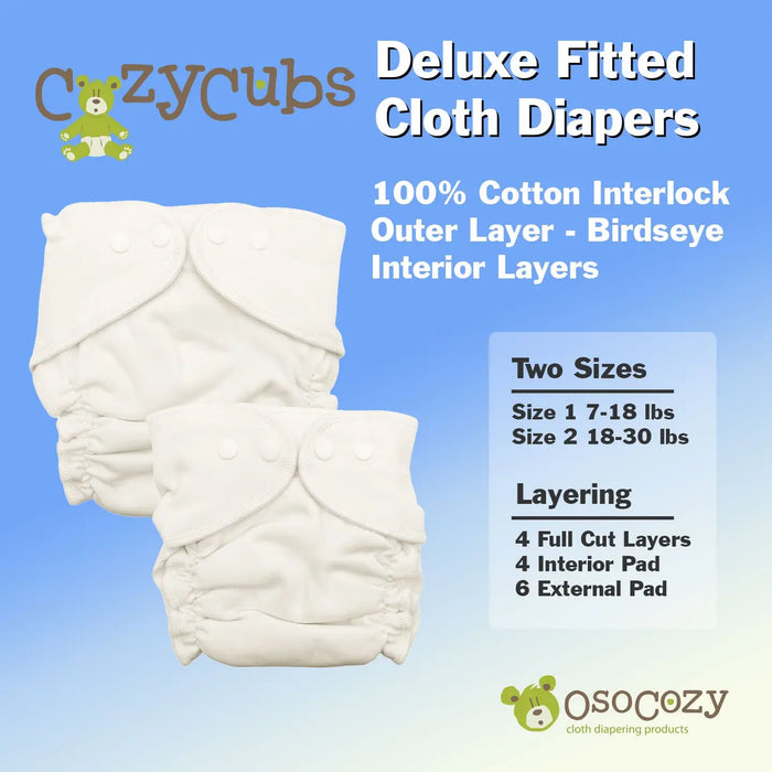 OsoCozy Cozy Cubs Deluxe Interlock Fitted Diaper