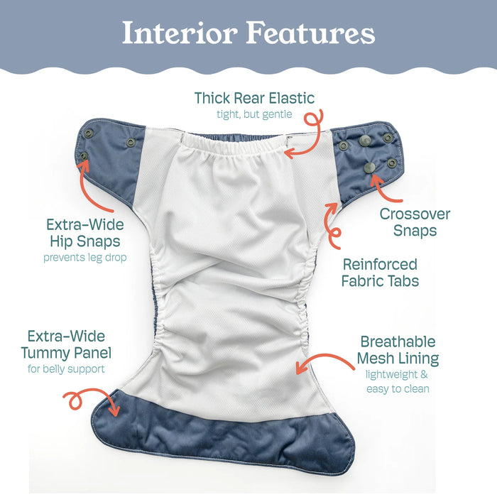Kinder Essentials Pocket Cloth Diaper With Bamboo Insert (7-60lbs)