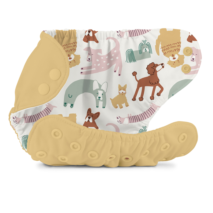 Esembly Recycled Diaper Cover (Outer) + Swim Diaper - Elephants, Size 1  (7-17 Lbs)