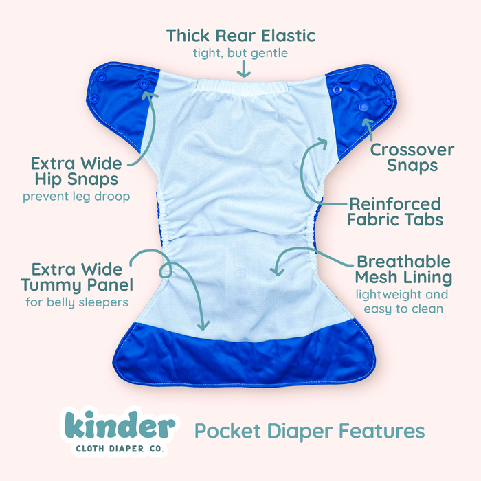Kinder Pocket Cloth Diaper With Bamboo Insert (7-60lbs)